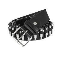 Ceinture en cuir PU noir style punk Y2K avec boucle ardillon en alliage en forme de balle, rivets et œillets, ceinture gothique ajustable, accessoire polyvalent