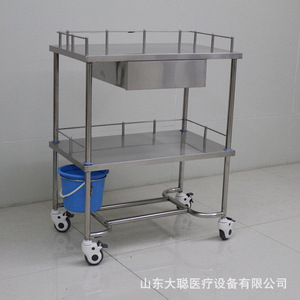 Da Cong Medical Treatment Cart 750x450x900mm Double Layer Stainless Steel Instrument <b>Trolley</b> With Brake <b>Wheels</b> - Product Image 2