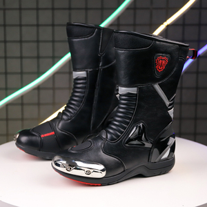 Botas de cuero de alta calidad para motociclista, zapatos de carreras profesionales de cuero transpirable - Product Image 1