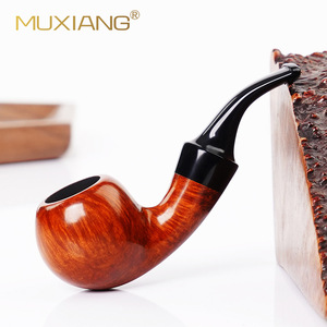 Muxiang Wooden Tobacco Pipe Bent Shape Apple Bowl Acrylic Mouthpiece Smoking Pipe - Product Image 2