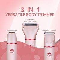 Tondeuse pour femmes Wet Dry à lames arrondies, douce, sans tiraillement, avec peignes guides, longueur réglable, étanche, rechargeable par USB, pour cheveux longs