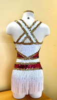 Uniforme de majorette blanc à paillettes léger pour les défilés d'été et les événements de danse en plein air Uniforme de majorette