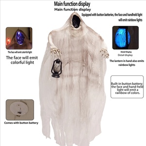 Lanterne suspendue électrique à induction, décoration d'ambiance d'horreur pour Halloween, fantôme <span class=keywords><strong>sans</strong></span> <span class=keywords><strong>visage</strong></span>, lanterne à main, fantôme suspendu coloré - Product Image 5