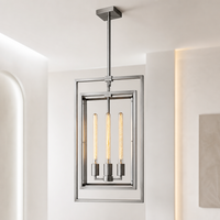 Lustre suspendu moderne en métal doré rectangulaire à 3 lumières pour hall d'hôtel, salle à manger, projets