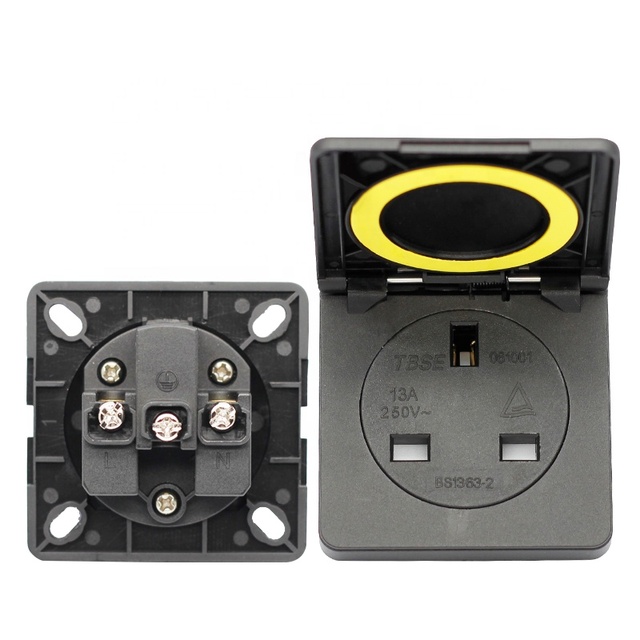 British Industry Safety Outlet 13A 250V CE ROHS VDE for UK Dustproof Waterproof Floor Socket Brass Steel ZINC Plated