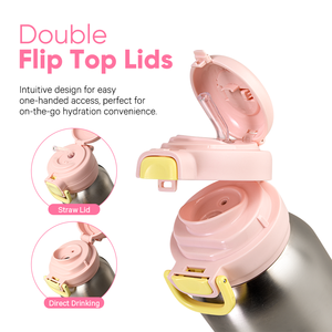 ขวดน้ำกีฬาสำหรับเด็ก12ออนซ์ขวดน้ำสุญญากาศผนังสองชั้นสแตนเลสหุ้มฉนวนปราศจากสาร BPA สำหรับ<span class=keywords><strong>โรงเรียน</strong></span>พร้อมฝาปิดกันรั่ว - Product Image 4