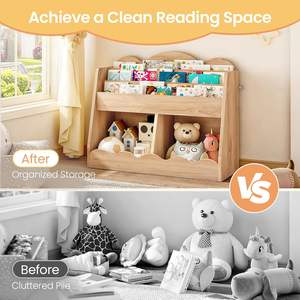 Étagère à livres et rangement pour jouets en bois pour enfants, à poser au sol, pour chambre d'enfant, salle de jeux, crèche, salon - Naturel MCW15NL - Product Image 6
