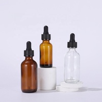 Bouteilles en verre rondes de Boston transparentes ambrées de 1 oz, 2 oz, 4 oz, 120 ml avec compte-gouttes et pompe pour cosmétiques, huiles essentielles pour cheveux et corps