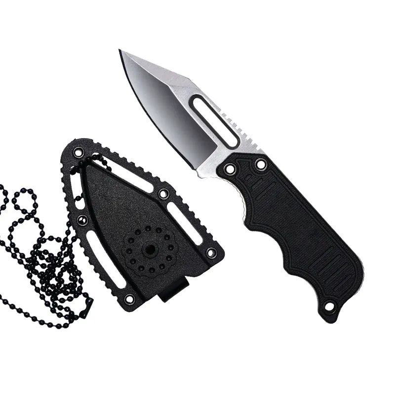 سكين جيب صغير محمول للتخييم والتخييم وتحتوي على شفرات ثابتة للتخييم في الخارج مع معوق معدني قابل للنقل