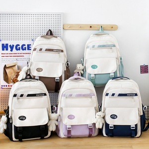 Student schoolbag women's korean style ins large capacity junior high <b>school</b> student <b>backpack</b> color block campus bookbag - Product Image 1