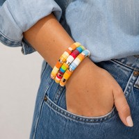 Bracelet extensible CENDA en perles émaillées multicolores personnalisables, empilable, blocs de couleurs, élastique, pour femme