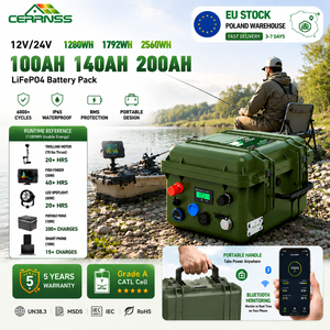 CERRNSS 12v 100ah Deep Cycle Lithium Marine Battery Handle Portable 24v 200Ah 300ah Solar Lifepo4 Battery For RV Boat Outdoor