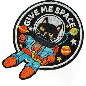 Patch thermocollant drôle de chat de dessin animé, patch moral brodé coloré pour sacs, sacs à dos, casquettes de camionneur, applique DIY 3,12x3,26 pouces - Product Image 1