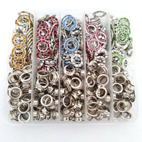 Vente en gros à la mode 200 ensembles/paquet de LSRE001-1 à œillets en strass de couleur mélangée de 17mm