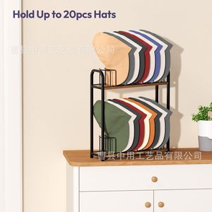 Wooden <b>Hat</b> Rack Double Layer Baseball Cap Display <b>Stand</b> Durable Storage Organizer For Shop Countertop Use - Product Image 5