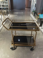 Troli penyimpanan tangan makanan anggur minuman keras troli/troli rumah tangga untuk Hotel Bar restoran