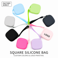 Porte-monnaie en silicone personnalisé OEM avec fermeture éclair, étanche, anti-chute, extensible, pour écouteurs, unisexe, avec porte-clés, idéal comme cadeau