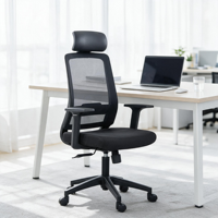 Chaise de bureau ergonomique moderne en maille, dossier en maille à haute élasticité, éponge, hauteur réglable, base pivotante en nylon, appui-tête fixe