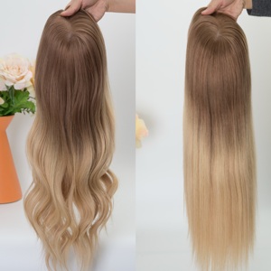 Nouveauté 2026 : Topper en <span class=keywords><strong>cheveux</strong></span> humains Remy vierges européens de qualité supérieure, toutes couleurs, pour balayage avec racines foncées pour femmes - Product Image 4