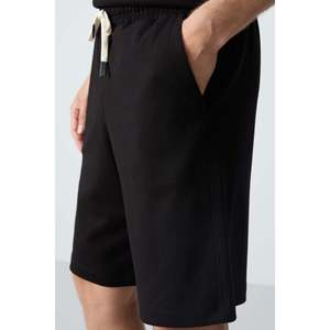 Conjunto de Pantalones Cortos Básicos para Hombre, de Algodón Negro, Gruesos, Suaves, con Textura, Corte Holgado - 85257 - Negro/negro - Product Image 6