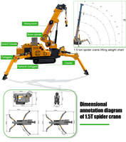 Grue araignée Tonlita à télécommande, 1,5 tonne, 6,5 m, équipement de levage sur chenilles, prix usine