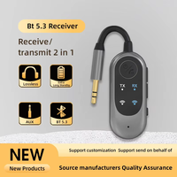 Auto FM-zender, BT5.3 handsfree zender en ontvanger, 2-in-1 3,5 mm auto telefoon TV audio-aansluiting universeel accessoire