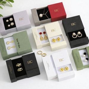 Boîte à bijoux vintage de luxe avec tiroir, présentoir à bijoux avec insert en éponge, estampage à chaud, logo personnalisé pour l'emballage de bijoux de marque - Product Image 3