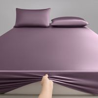 Parure de draps de luxe en satin de soie glacée, haute densité de fils, finition soyeuse, rafraîchissante, respirante, drap-housse