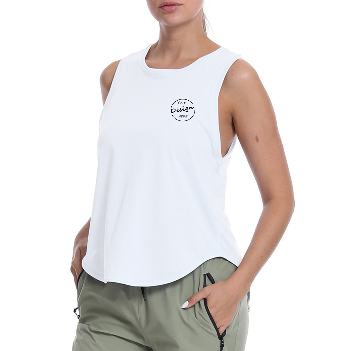 Back Slit Sports Racerback Tank Top Quick Dry Yoga Clothing Loose Running Fitness Vest Sleeveless Tops Women Yoga Tank Top