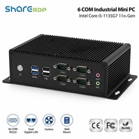 Sharerdp Core I5 11.ª Generación 1135G7 6 COM Doble Gigabit 128g SSD con VGA RS232 Red Integrada Mini PC Industrial Sin Ventilador