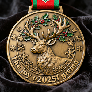 Медаль на память в винтажном стиле 2025 года с индивидуальным логотипом, из антикварной латуни, литая, с УФ-печатью, матовая отделка, для праздничных мероприятий - Product Image 1