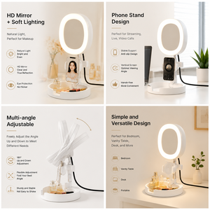 Lampe annulaire de bureau pour ordinateur portable avec clip, accessoires pour consommateurs, directement de l'usine, lampe de voyage pliable améliorée pour téléphone et selfies - Product Image 4