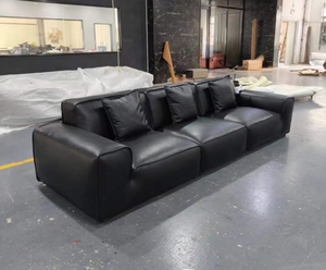 Canapé en cuir noir de petite taille Shatou, style italien moderne minimaliste, pour hôtel, salon et terrasse, pour petits espaces - Product Image 1