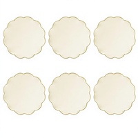 Ensemble de 6 sets de table en tissu festonné blanc |   Napperons irréguliers au toucher textile doux, sets de table coordonnés, design zen asiatique