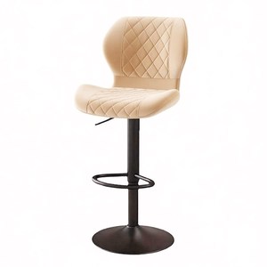 Chaise de bar haute réglable et pivotante en cuir gris, design nordique moderne et minimaliste, avec dossier – Vente en gros - Product Image 3