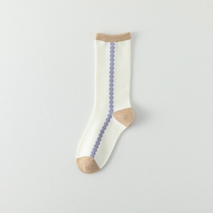 Calcetines de algodón a rayas en contraste para mujer, calcetines deportivos informales versátiles de estilo coreano, calcetines hasta media pantorrilla para primavera y otoño - Product Image 6