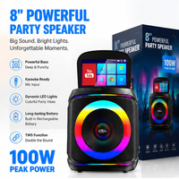 CSN-24818 8 Zoll Tragbarer Karaoke-Lautsprecher mit Touchscreen Kabelloser Party-Lautsprecher RGB LED-Lichter