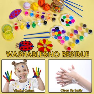 Juego de Mini tiras de pintura acrílica lavables promocionales populares, 12 tiras de pintura rellenas en 12 colores, 12 pinceles, 6 paletas de mezcla - Product Image 4