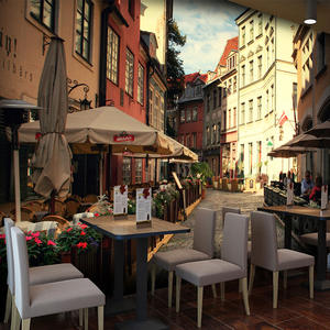 Rétro <span class=keywords><strong>vieille</strong></span> scène de rue Western <span class=keywords><strong>Restaurant</strong></span> papier peint café nostalgique Mural 3D <span class=keywords><strong>ville</strong></span> bâtiment hôtel papier peint revêtement mural - Product Image 2