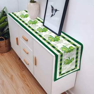 Woven <b>Table</b> <b>Runner</b> <b>Green</b> Four-Leaf Clover Printed Shamrock St. Patrick's Day Home Use Dining <b>Table</b> Accessory Seasonal Kitchen - Product Image 4
