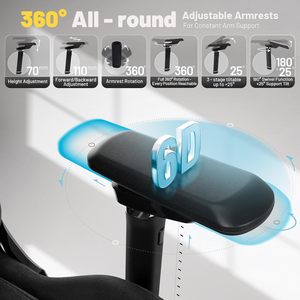 Sillas <span class=keywords><strong>Gamer</strong></span> Pro 6D con Reposabrazos Ajustables, Altura Ajustable, Silla de Juego con Masaje para Gamers Profesionales con Reposapiés Telescópico - Product Image 5