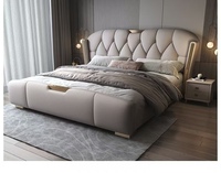 Lit King Size en Bois au Design Italien Moderne, Vente en Gros, Meuble de Chambre à Coucher en Cuir pour Hôtel, Design Moderne et Abordable