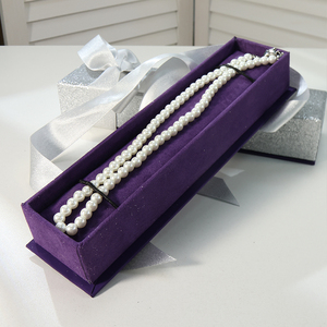 Sparkling Luxury Jewelry Gift Box Customized Logo with Ribbon Lined Suede Lining Square Shape Washable Embossed Design - Product Image 3