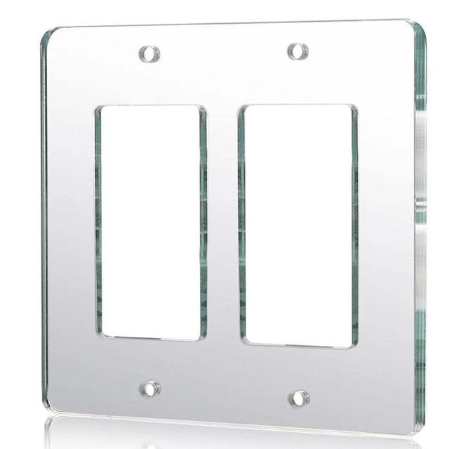 High Gloss Laser Cut Mirror Silver Acrylic Wall Plate Decorative Light Switch Cover for Modern Interior