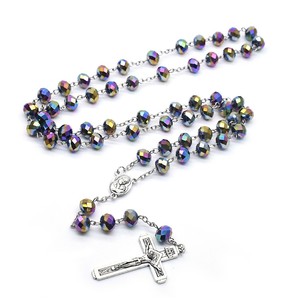 Rosarios de Cristal Coloridos, Collares Católicos para la <span class=keywords><strong>Primera</strong></span> Comunión, Regalo de Oración - Product Image 6