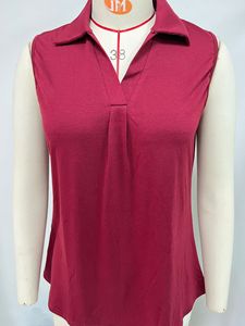 Camiseta sin mangas de punto transpirable de secado rápido para mujer, cuello redondo, color liso, ajuste holgado, ideal para verano - Product Image 6