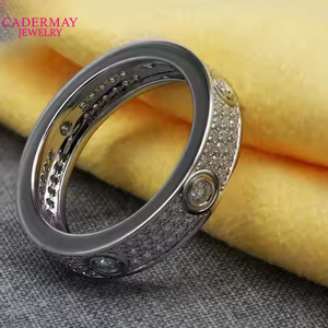 Wide Edition Drei Reihen Moissan ite <span class=keywords><strong>Silver925</strong></span> <span class=keywords><strong>Ring</strong></span> Luxus Custom Lab Erstellt Diamant Damen ringe Nahkampf Moissan ite Ewigkeit sring - Product Image 4