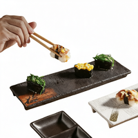 Assiette de service en céramique japonaise pour sushis, 12,5 pouces, plat sous glaçure pour sashimi, restaurant, salle à manger