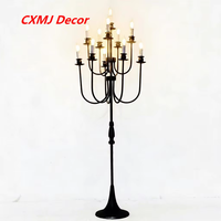 Grand chandelier en métal noir à 11 têtes pour décoration de mariage, centres de table, décoration de maison et de fête