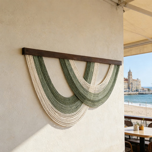 Scultura <span class=keywords><strong>da</strong></span> Parete in Macramè a Onde Stratificate Verdi e Bianche per Studi di Interior Design e Marchi di Arredamento Domestico - Product Image 4